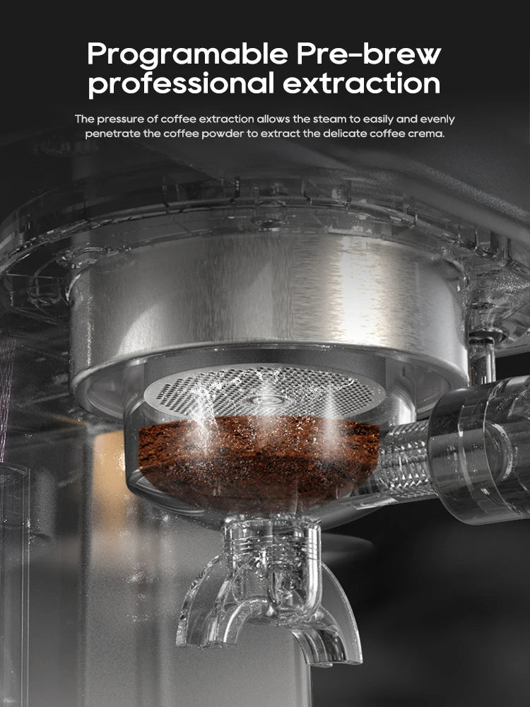 HiBREW Semi Automatic Espresso Cappuccino Coffee Machine Temperature Adjustable 58mm Portafilter Coffee Maker Metal H10A Black