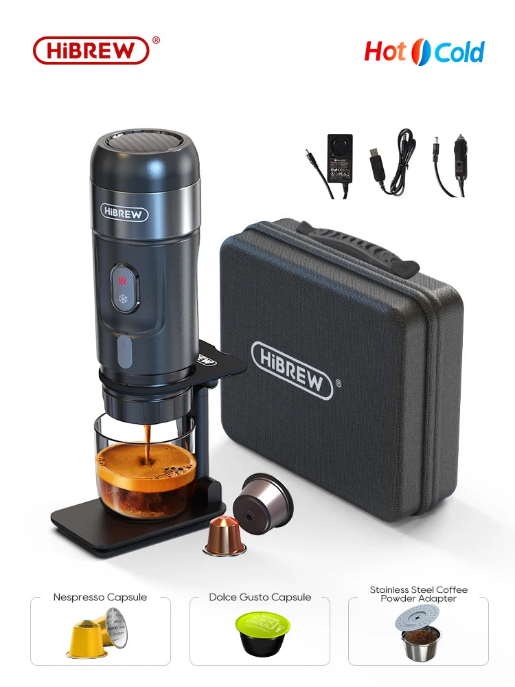 Hibrew Portable Coffee Machine for Car & Home, DC12V Expresso Coffee Maker Fit Nexpresso Dolce Pod Capsule Coffee Powder H4A