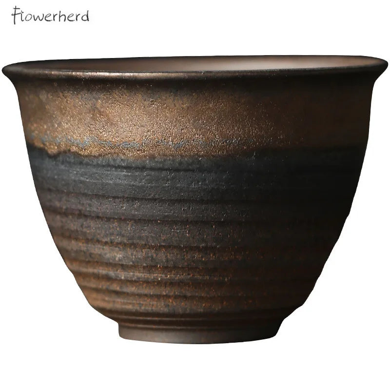 النمط الياباني المذهب كوب شاي سيراميك Teaware الكونغ فو طقم شاي كوب ريترو المنزل وعاء الشاي فنجان شاي مجموعة