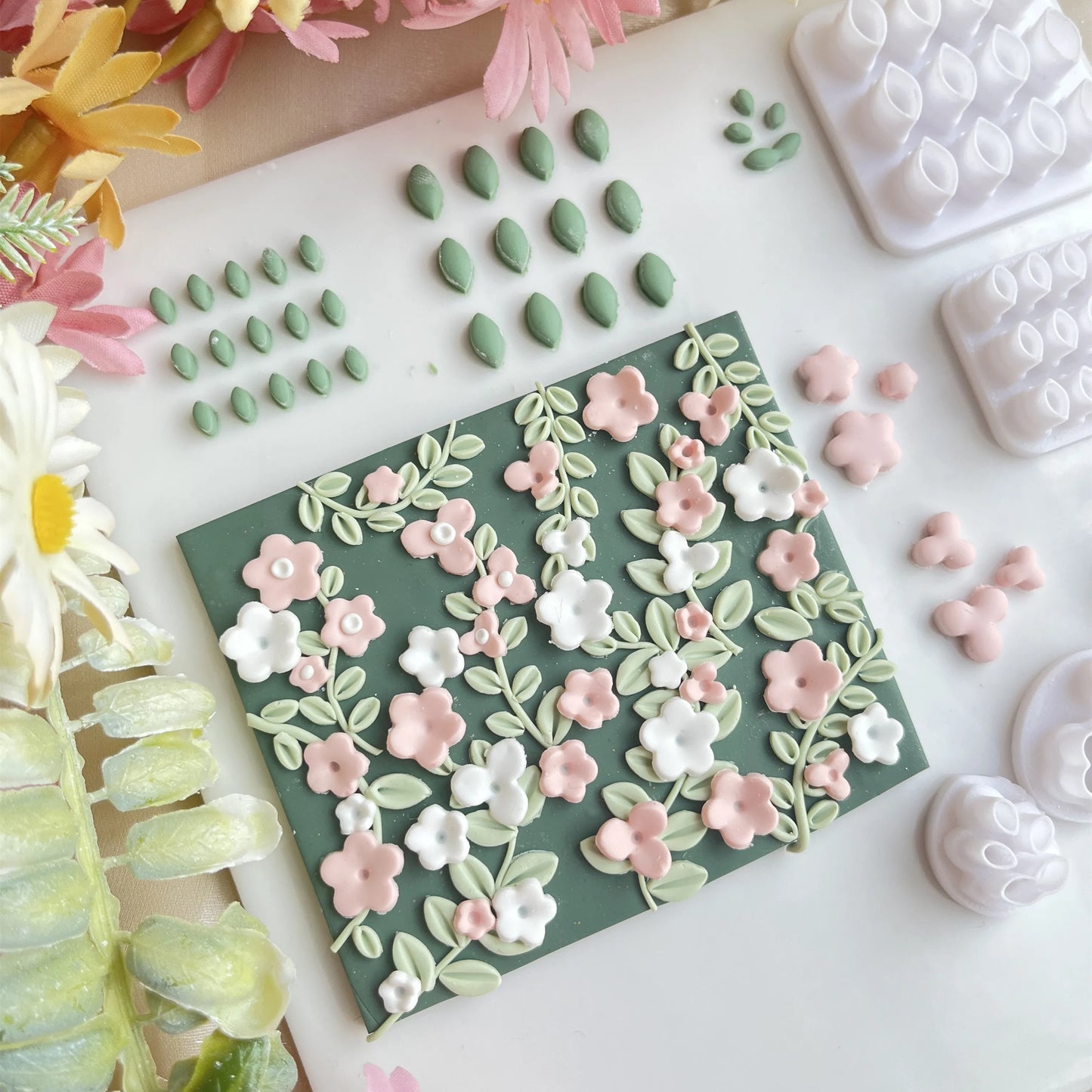 Mini bloemblad bladcombinatie schimmel polymeer klei snijder driedimensionale bloem diy oorbellen hanglang sieraden aardewerk gereedschap