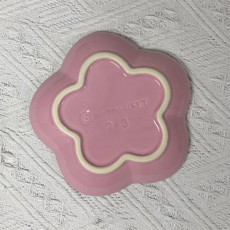 Plum blossom lille plade 14 cm sauce plader fransk cool farve kage skål gradvis spytte knogler tabelware keramisk dessert