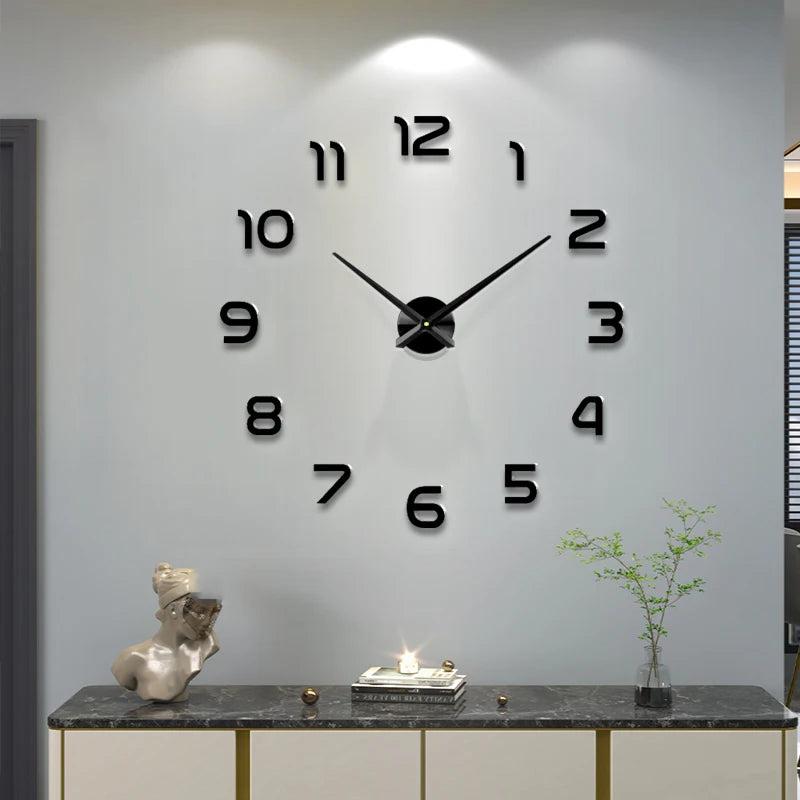 Mode 3D Big Size Wall Clock Mirror Sticker Diy Kort vardagsrum Dekor som möter rum Väggklocka