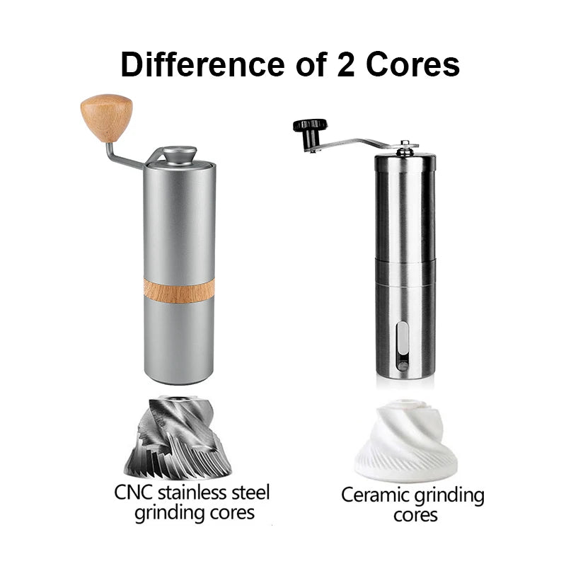 Grinder de café manuel avec 5Core / 7core Burr Portable Moulin à café ajusté Espresso Maker Accessoires de camping en acier inoxydable