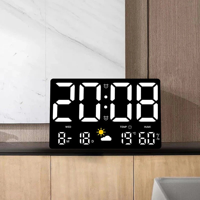 Hochdefinition mit großer Bildschirmtemperatur und Luftfeuchtigkeitsanlage Wetteruhr Multifunktion Farbe Digital Wecker
