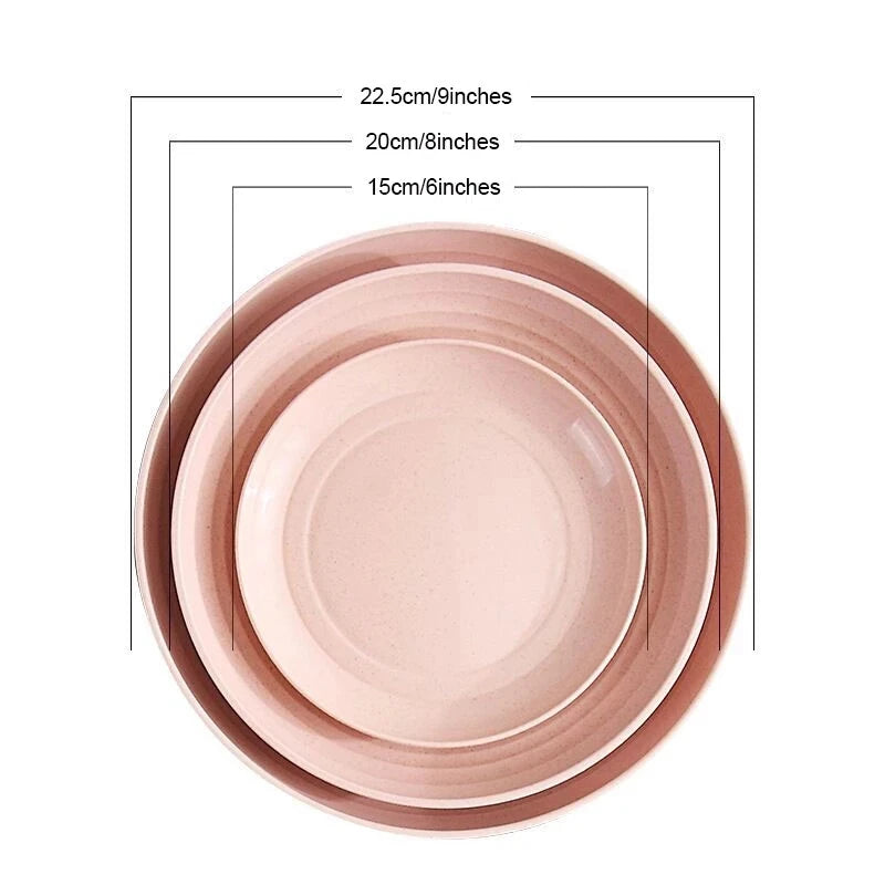4Pcs Dinner Plate Set Wheat Straw Eco Friendly BPA Free Biodegradable Picnic Fruit Snack Plate Bone Dishes Kitchen Accessories
