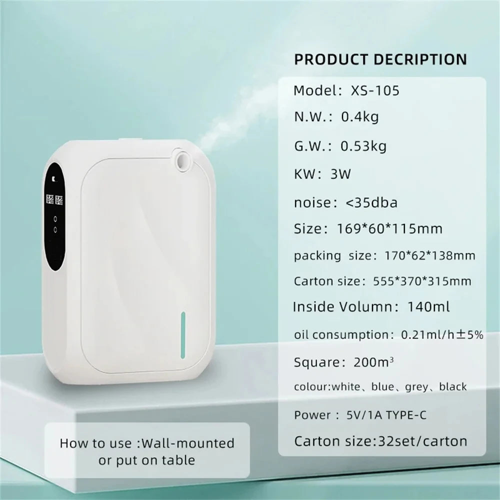 Pokrytí 200 m³ Scent Machine Hotel Aroma Difuzor na nástěnná éterický olej Difuzor pro domácí vůni Bluetooth App Control