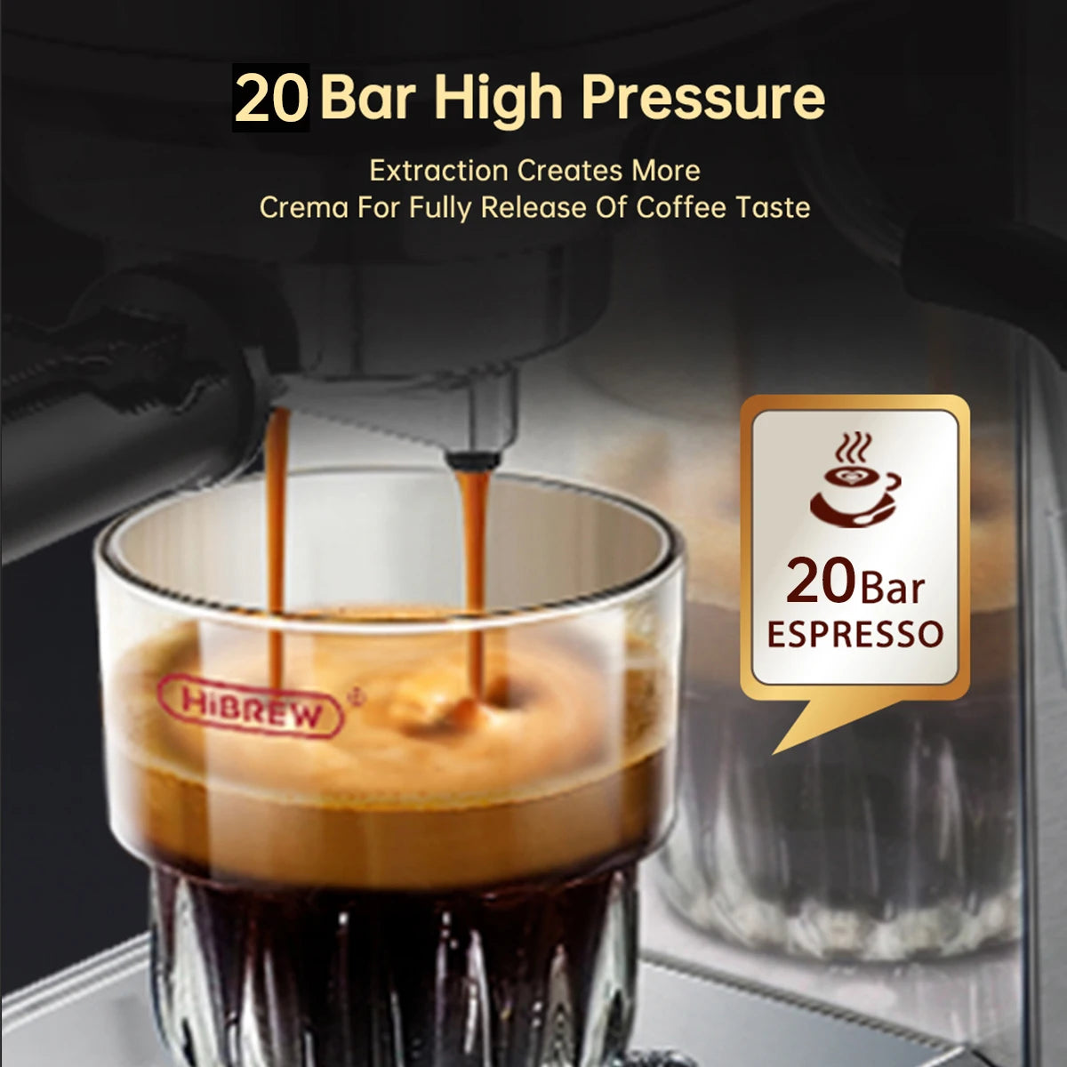 HIBREW COFFECE CATERA 20 BAR INOX SEMIMATICKÝ SUPER SLIM ESE POD & POWER ESPRESSO CAPPUCCINO HORKÁ VODA H11