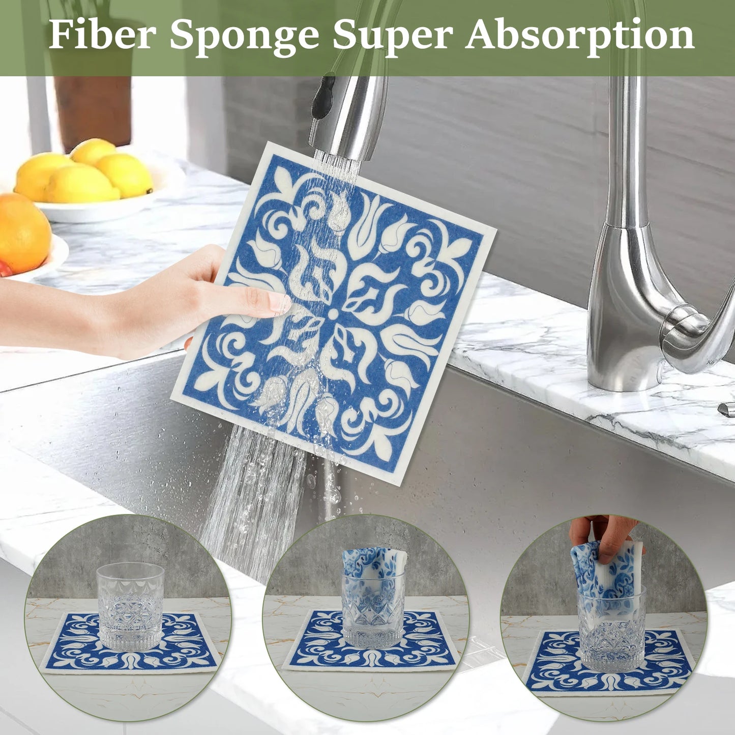 6PCS/Set Kitchen Dish Towels Absorbent Swedish Dishcloths Kitchen Dish Rags Soft Non-woven Cloths for Washing Dishes Cleaning