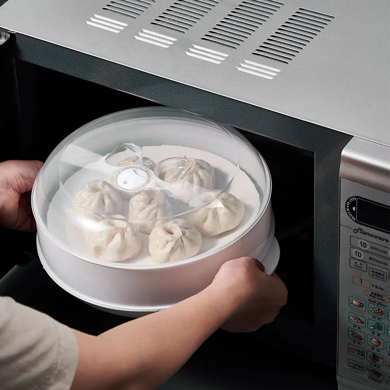 Double Plastic Steamer Microwave Oven Round Steamer With Lid Cookware Steamer Household Steamed Buns Kitchen Cooking Tools