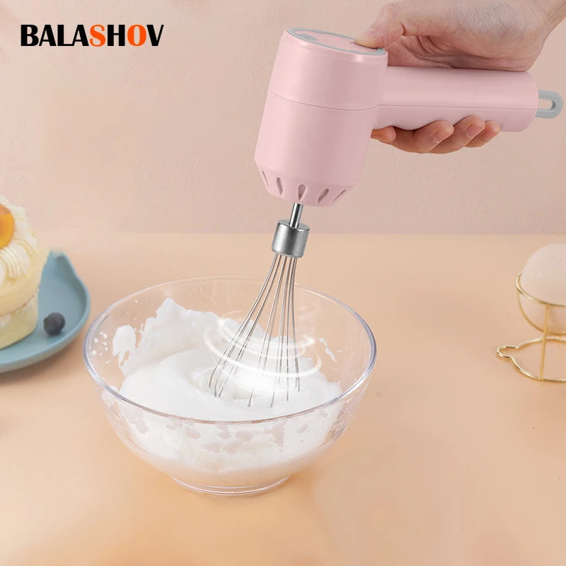 Portable Electric Food Mixer Wireless Hand Blender 3 Gear Speeds High Power Dough Blender Egg Beater Baking Kitchen Mixer Tools