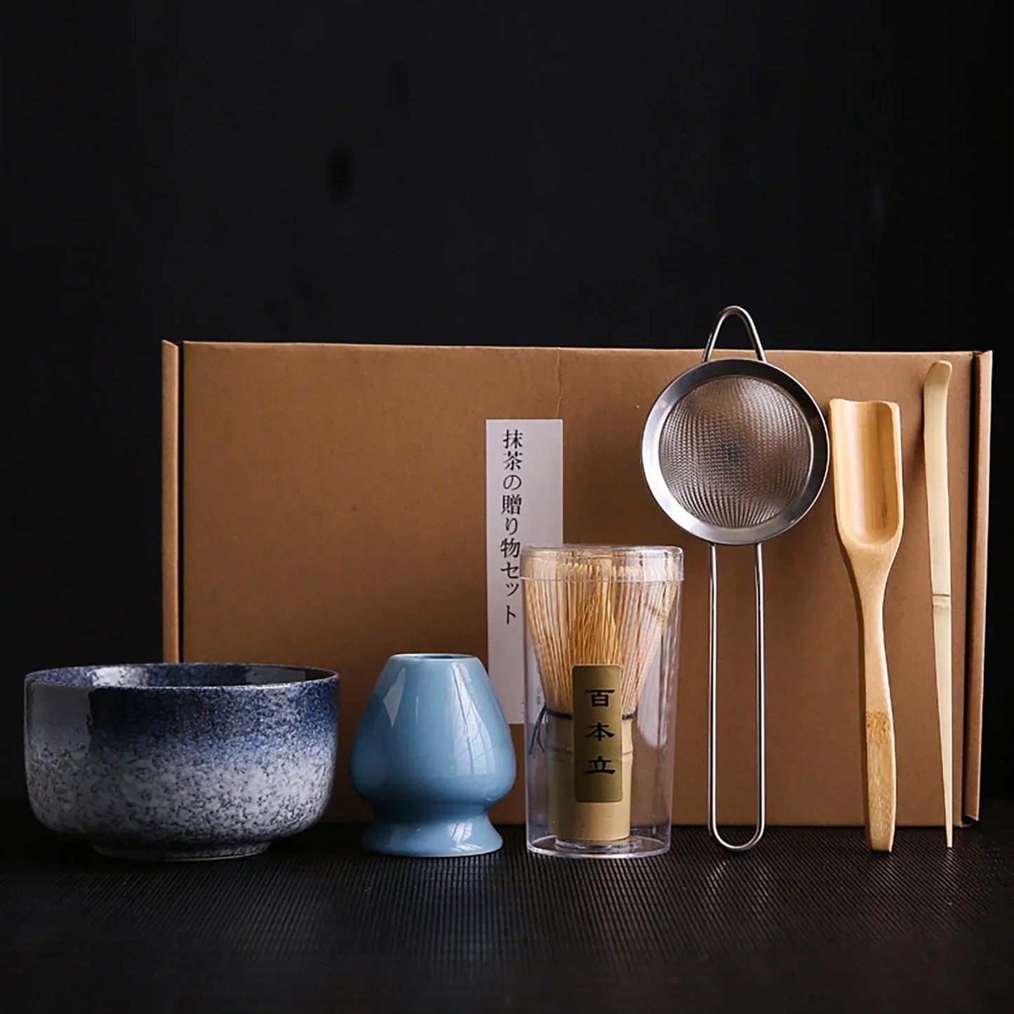 6Pcs Tea Whisk Brush Set Bamboo Matcha Whisk Scoop and Holder Matcha Bowl with Strainer Japanese Matcha Ceremony Accessory