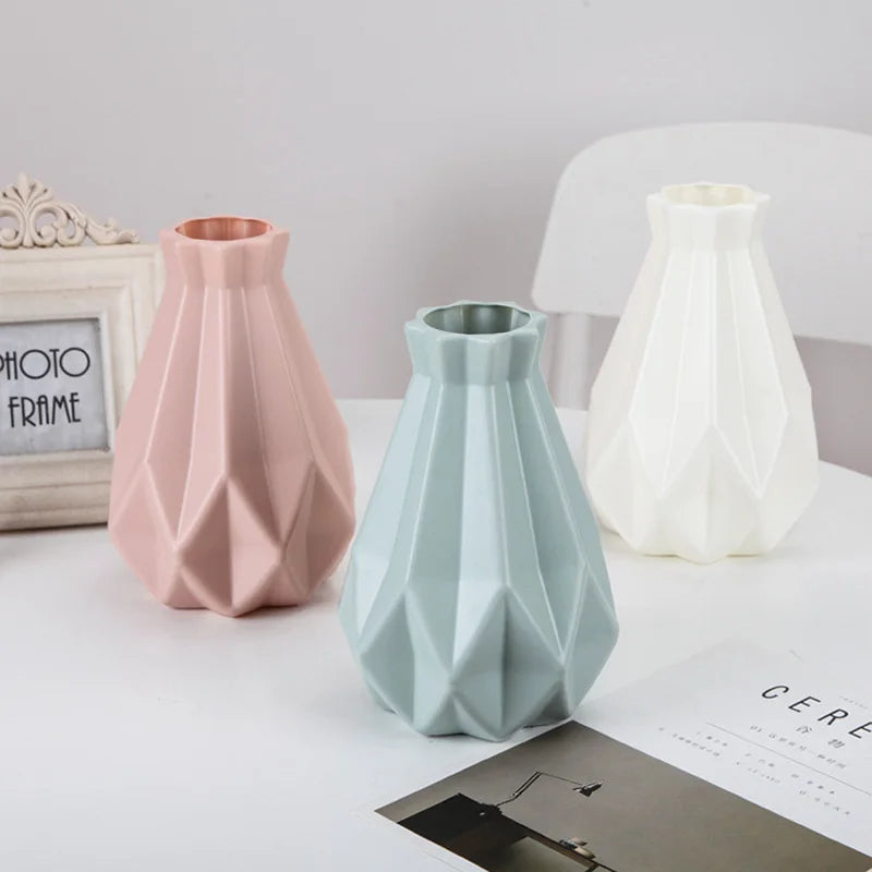 Nordic Blum Vase imita ceremic Plastik vu Kaméidi Dase Dëppe Wunnkummer Desktop-Dekoratiounsariichtungsrangement