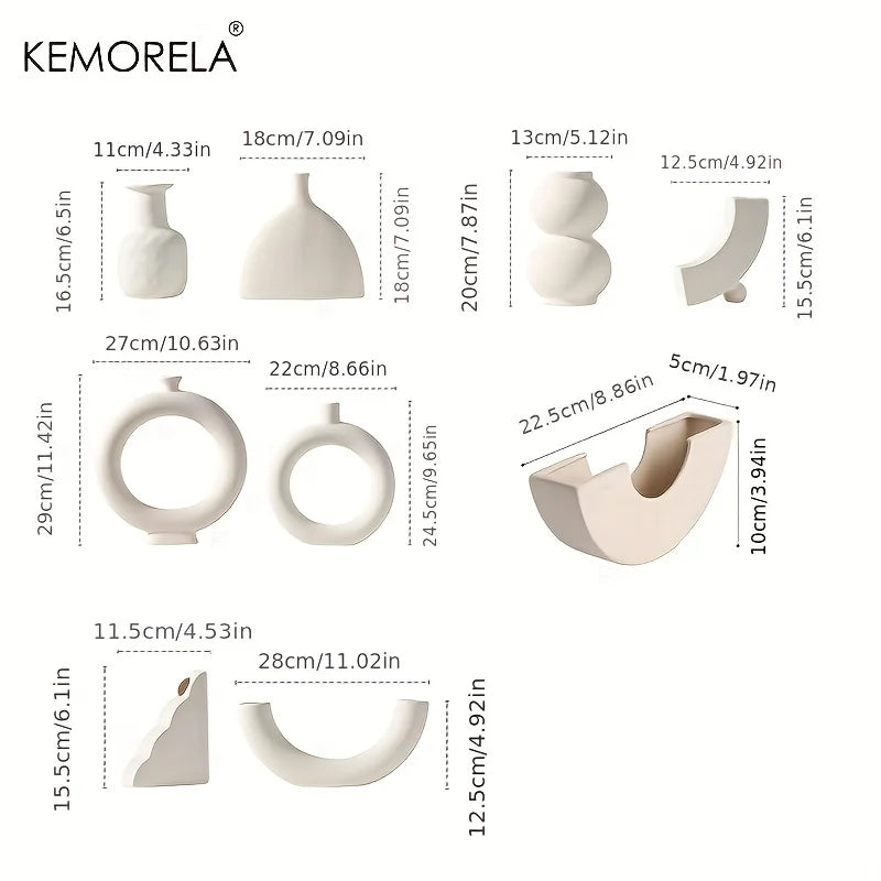 Nordic Keramik Vase Circular Hore Donuts Blatch Drot Home Living Zëmmer Accessoiren Interieur Internatop
