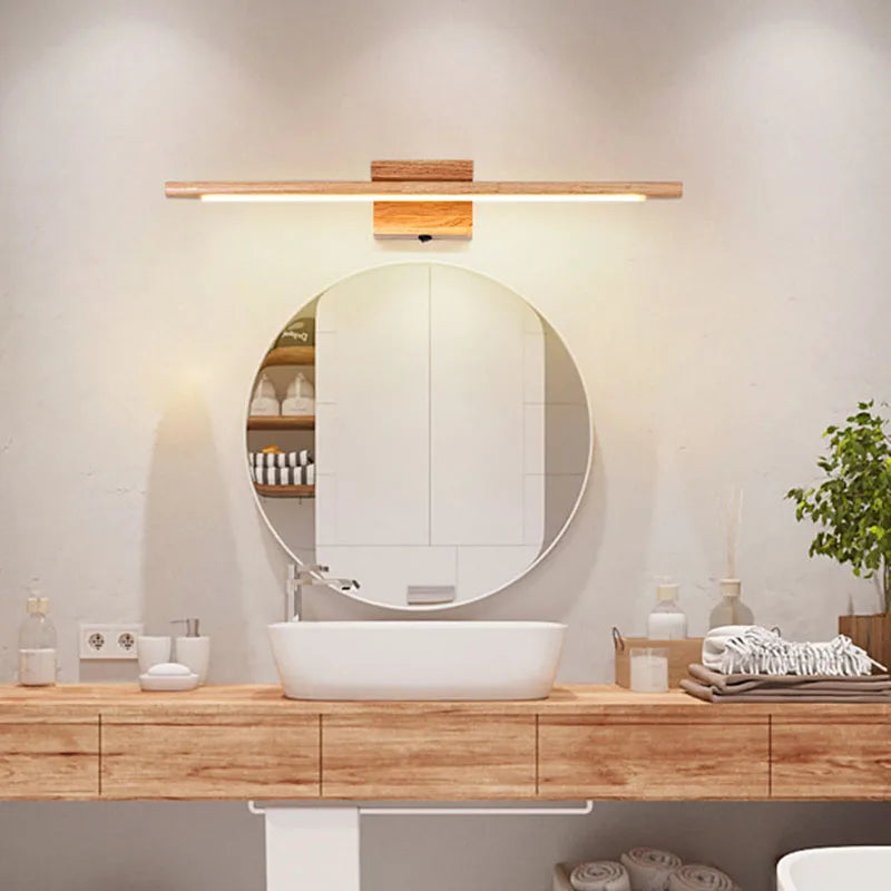 LED Mirror Lights Nordic Solid Wood Wall Lamp Modern Bathroom Dressing Room Decors Lighting Home Decor Sconces Lamps with switch
