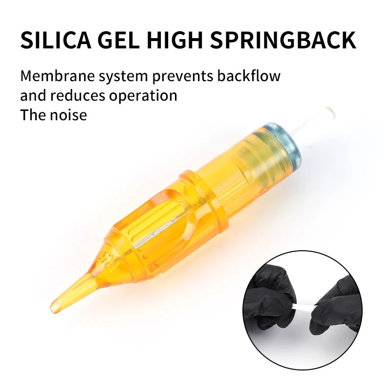 YILONG 10PCS Tattoo Cartridge Needle Professional Individual Package Sterile Yellow Tattoo Needles for Tattoo Pen Machine