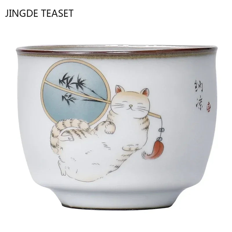 Retro ru cln keramikas tējas tējas kafijas tases ar rokām darināts tējas bļodas ķīniešu tējas komplekts aksesuāri Master Teacup dzērienu piederumi 100 ml