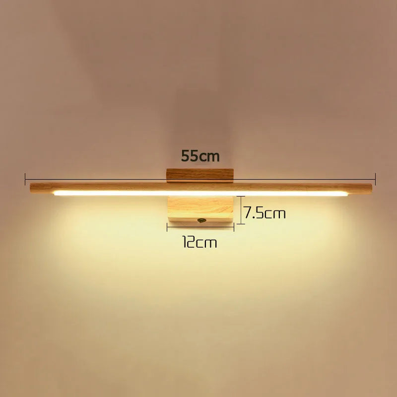LED Mirror Lights Nordic Solid Wood Wall Lamp Modern Bathroom Dressing Room Decors Lighting Home Decor Sconces Lamps with switch
