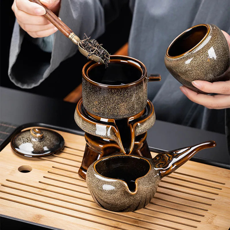 8 pieces Chinese traditional tea set high-end kung fu tea set bone china teapot and tea cup set automatic tea set for 6 people