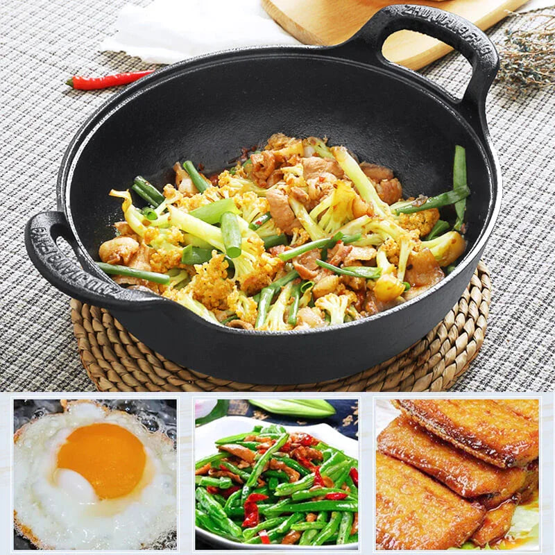 Cast Iron Pot Uncoated And Non Stick wok Casserole kitchen cooking pot cast iron skillet Cookware wok pan fry pan Dropshipping