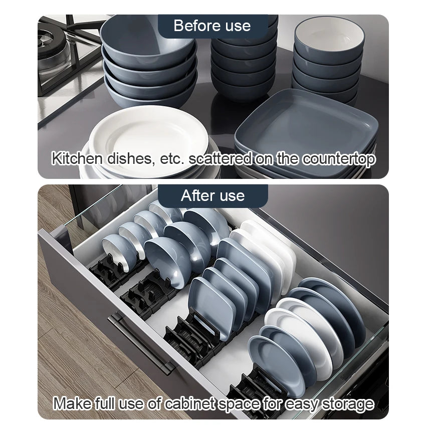 Under Cabinet Drawer Bowls Plate Storage Holder Retractable Countertop Sink Supplies Shelf Kitchen Adjustable Dish Rack Shelves