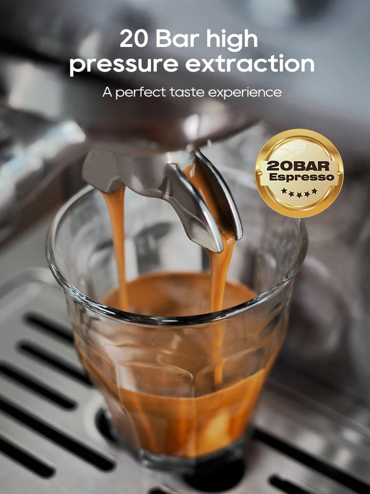 HiBREW Semi Automatic Espresso Cappuccino Coffee Machine Temperature Adjustable 58mm Portafilter Coffee Maker Metal H10A Black