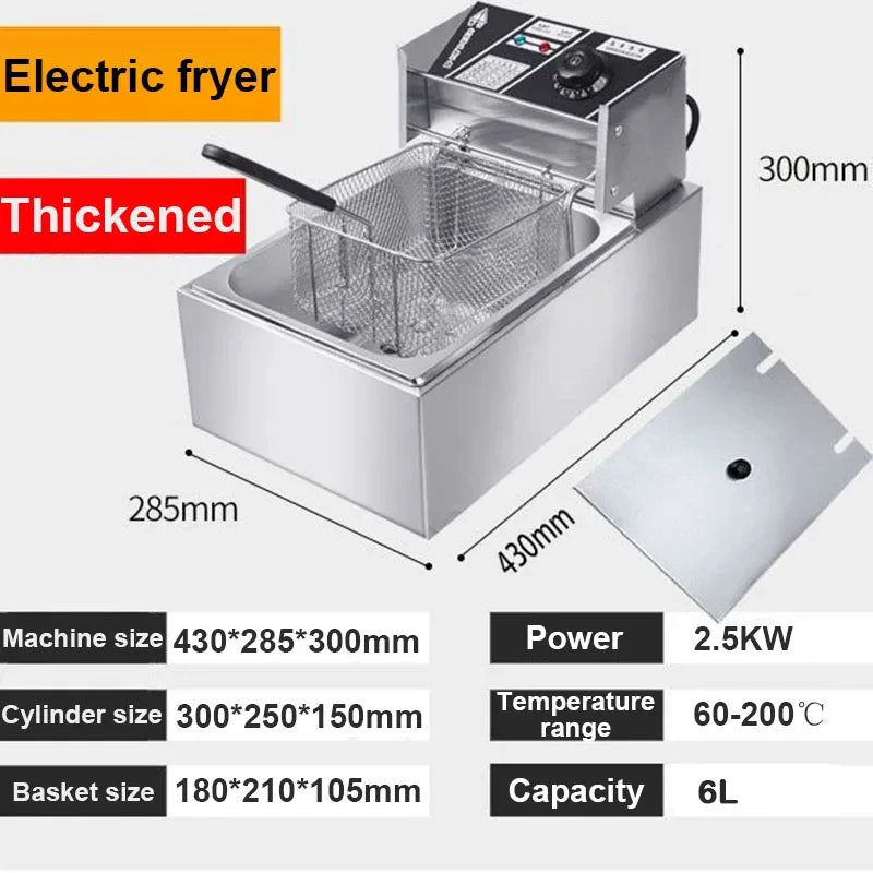 DMWD Electric Deep Fryry nerūsējošā tērauda komerciālā elektriskā ceptuvju mājsaimniecības čipsi Frys Pan Fran frī izgatavošanas mašīna 6L ES