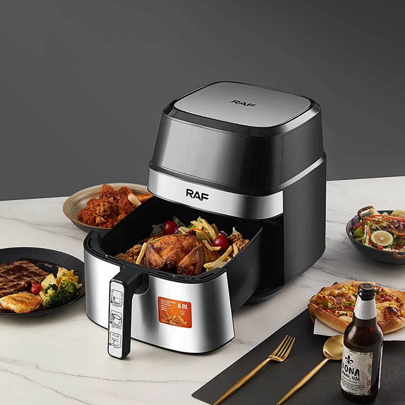8L Large Capacity Smart Electronic Digital Deep Fryers Without Oil Multi-Function With Touchscreen Household Air Fryer