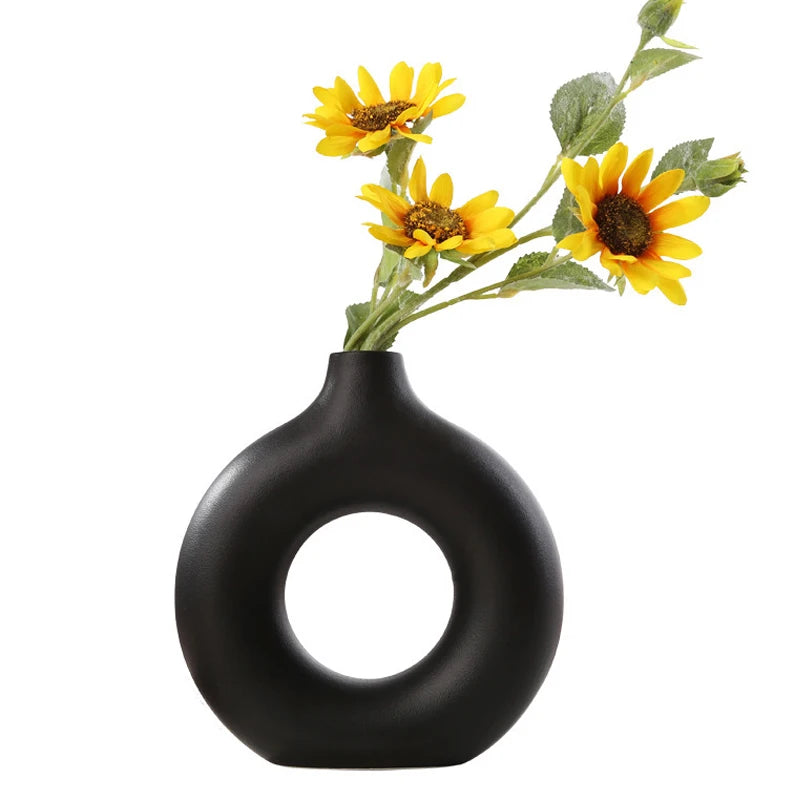 Noordse vaas cirkelvormige holle keramische donuts bloem pot huis woonkamer decoratie accessoires interieur kantoor bureaublad decor cadeau
