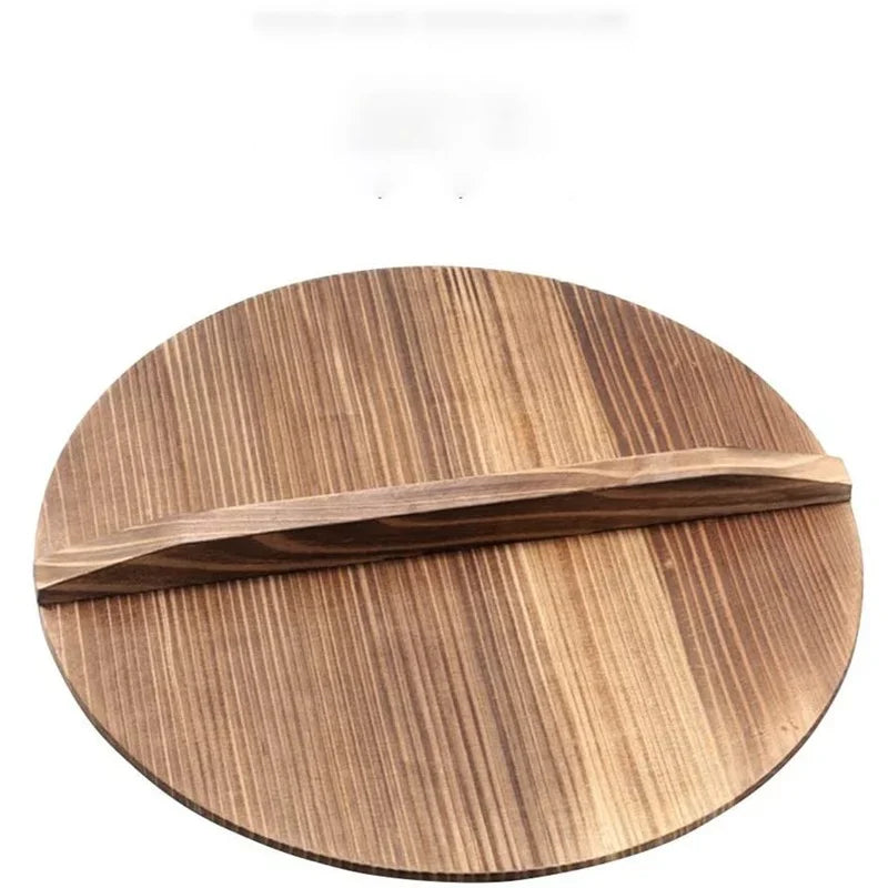 30-36cm China Traditional Wooden Drop Lid Wok Cover Large Carbonized Wood Cover Jar Cookware Parts Kitchen Utensil