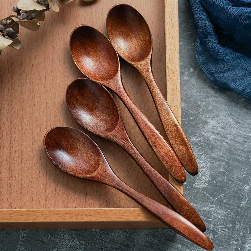 Colher de madeira de madeira colher de mesa colher anti-escaldas café mexendo colheres de cozinha cozinha utensília de sopa de sopa de sopa cucharas 숟가락
