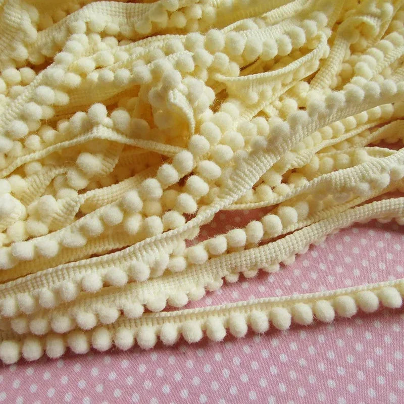 5/10 Yards Wool ball lace Fringe Trim Lace 5mm PomPoms white Trim Ball Fringe Ribbon DIY Craft Curtain Cloth Sewing Accessory
