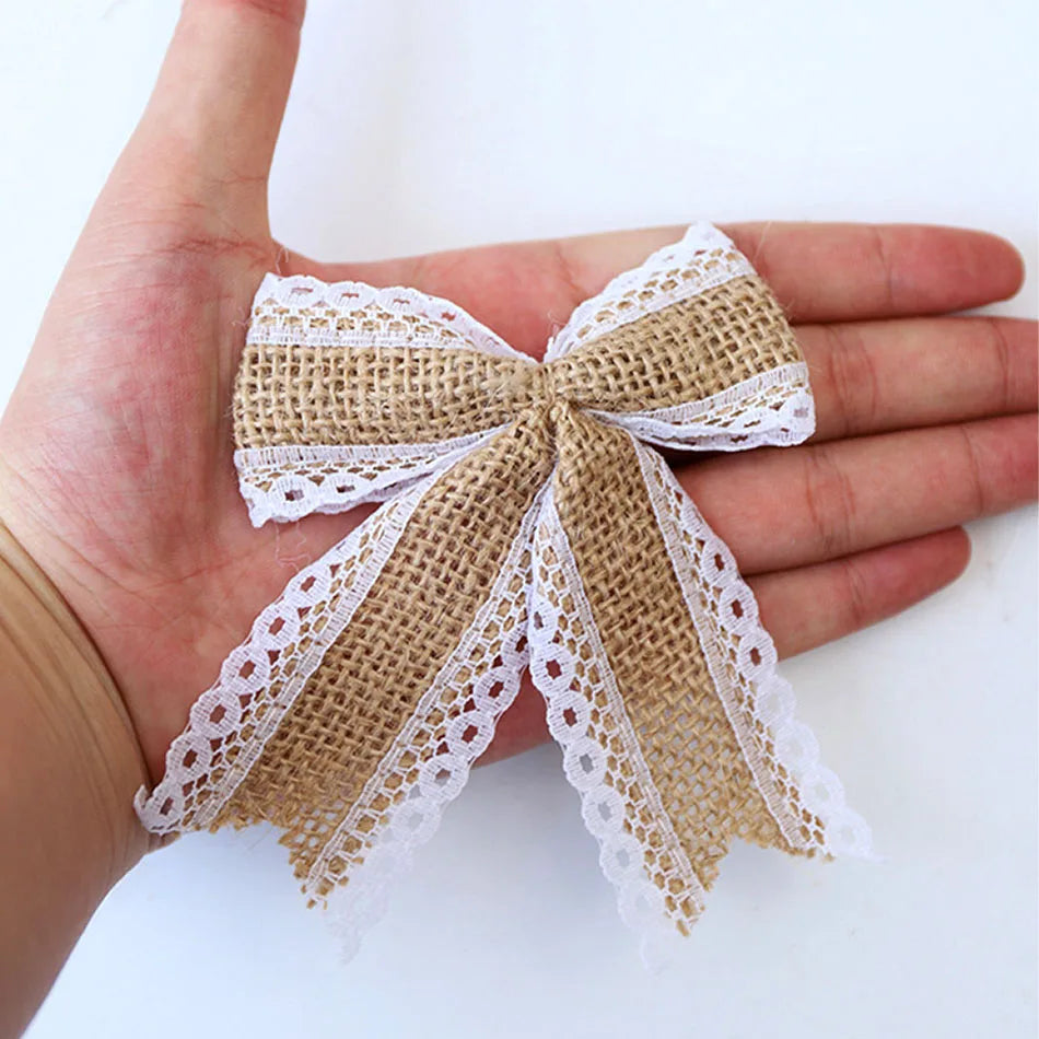 2m/tekercs természetes vintage jute zsákvászon csipke szalag kézműves barkácsolás varrás jute szövet ajándékcsomagolás esküvői buli karácsonyi otthoni dekoráció