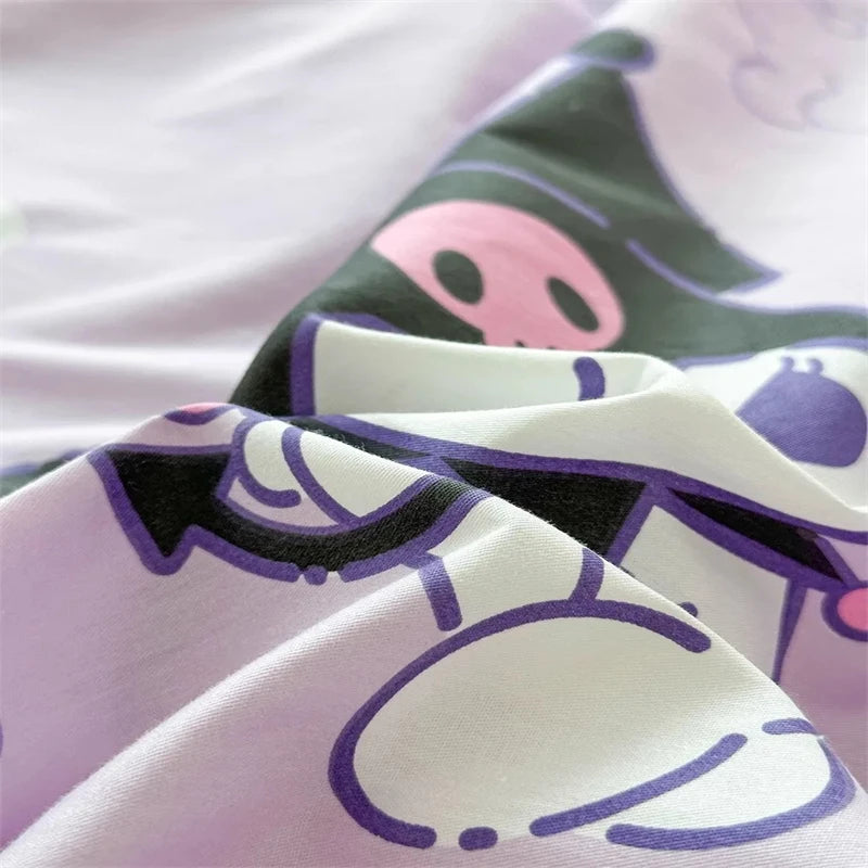 Kawaii My Melody Kuromi Cinnamoroll dekbedoverkap kussensloop Bedding Set Cute Beauty Cartoon Animatie Home Dormitory Room Decor