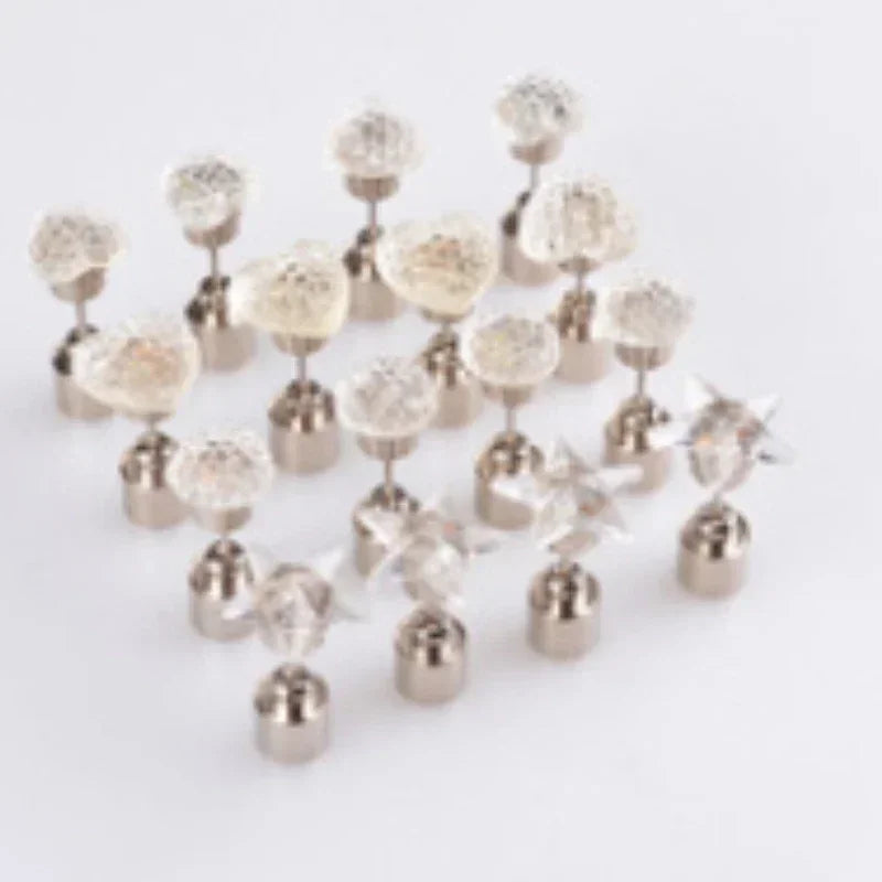 1 Pair Light Up LED Bling Ear Stud Rings Korean of Flash Zircon Accessories for Party Women Christmas Glow Stick