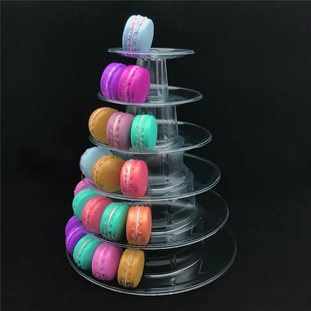 6 Tier Macaroon Pyramid Macaron Tower Display Stand For Macaron Cupcake Fondant Cake Stands Wedding Cake Decoration Kitchen Tool