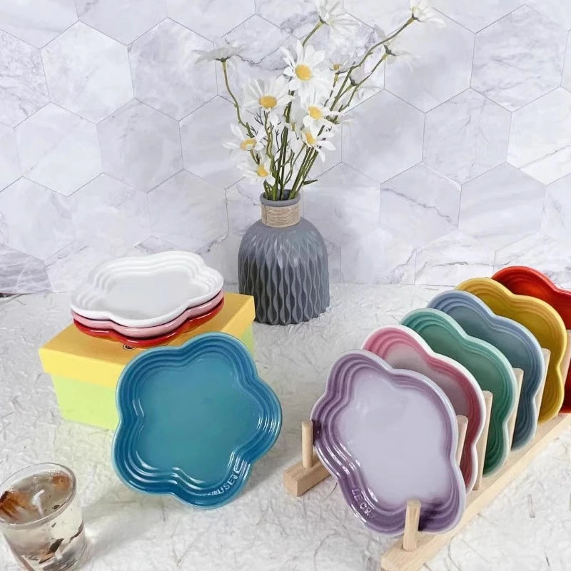 Plum blossom lille plade 14 cm sauce plader fransk cool farve kage skål gradvis spytte knogler tabelware keramisk dessert
