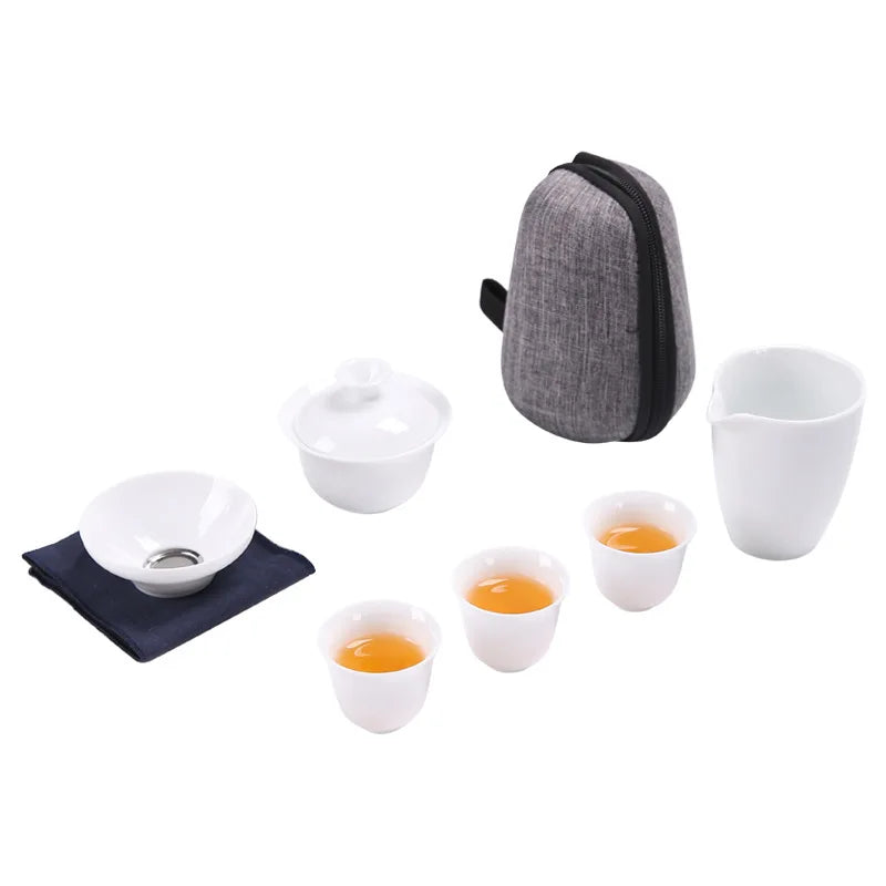 Porslinservice gaiwan tekoppar mugg av teceremoni tekanna kinesisk bärbar kung fu rese tepet keramik tekopp med filter