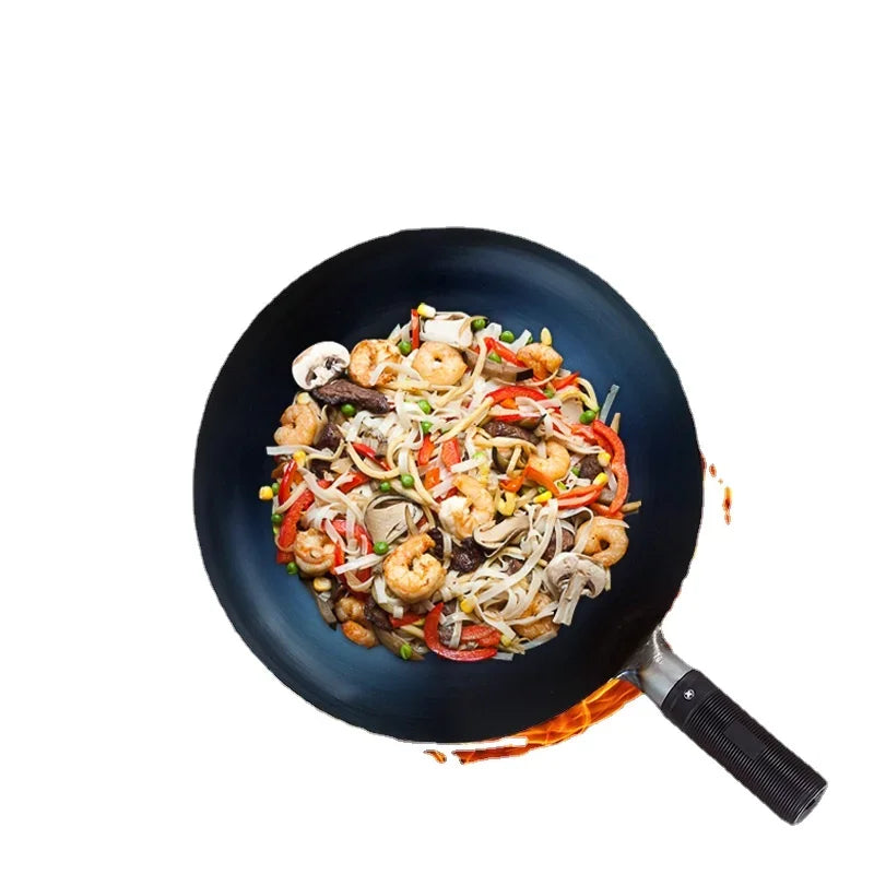 32/34cm καρυκεύματα μπλε σίδερο wok μη επικαλυμμένο pot pot ελαφρύ κλασικό σεφ Wok υπαίθρια μαγειρικά σκεύη κουζίνας για σόμπα αερίου