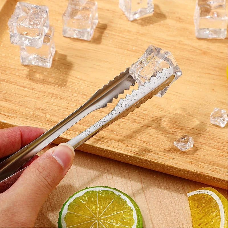 Stainless Steel Ice Tongs Coffee Sugar Cubes Small Clips BBQ Meat Tong BBQ Bread Food Clamp Wedding Birthday Party Kitchen Tools