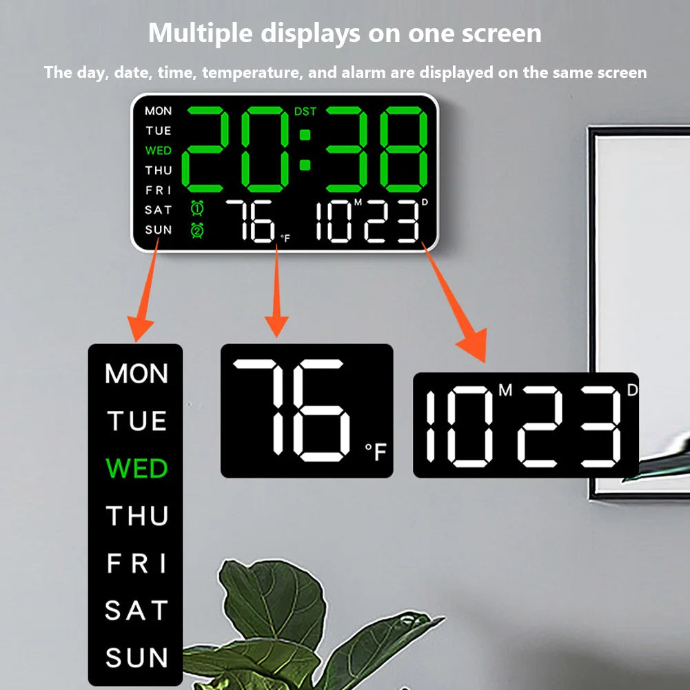 LED Screen Digital Wall Clocks 12/24H Table Clock with Adjustable Brightness Electronic Alarm Clock For Home Living Room Decor