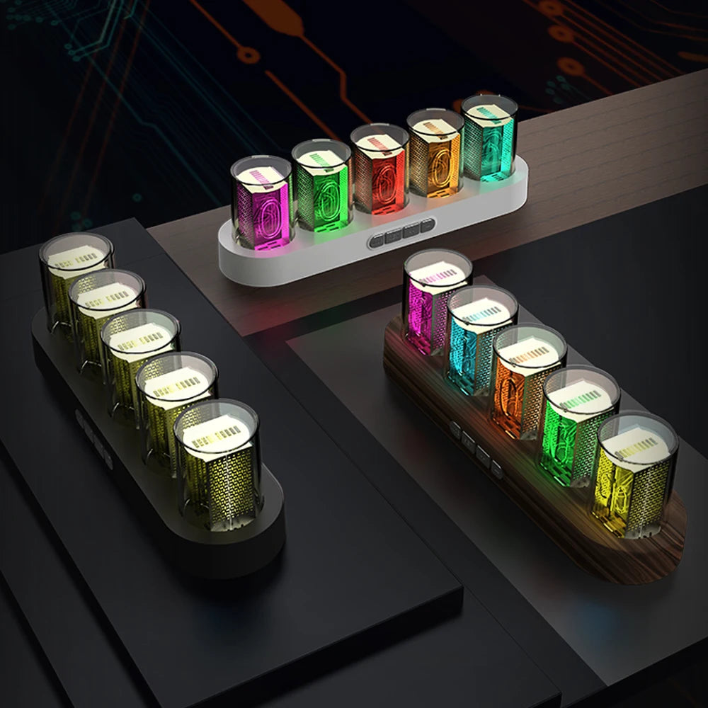 Színes RGB lámpák LED Nixie Tube óra a Game Room asztali dekorációhoz. Gyere luxus ajándékdoboztal.