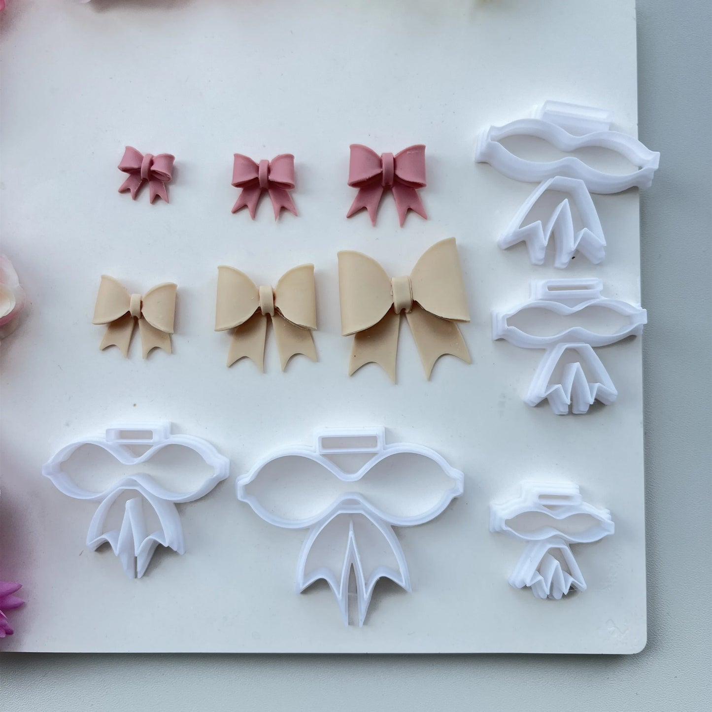 3pcs/set of bows, soft pottery, polymer, clay, bows, combinations, DlY earrings, jewelry pendants, making tools, molds, cutter