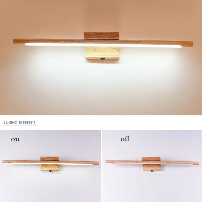 LED Mirror Lights Nordic Solid Wood Wall Lamp Modern Bathroom Dressing Room Decors Lighting Home Decor Sconces Lamps with switch
