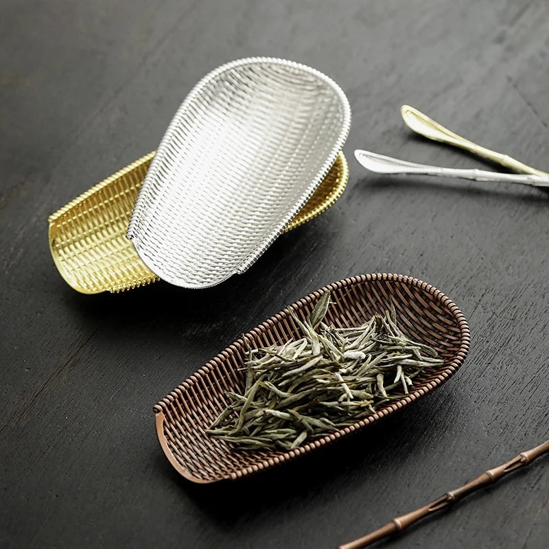 Alloy Weaving Chaze Tea Shovel Set Handmade Dustpan Shape Coffee Bean Taking Tools Traditional Kung Fu Tea-scoop Accessories