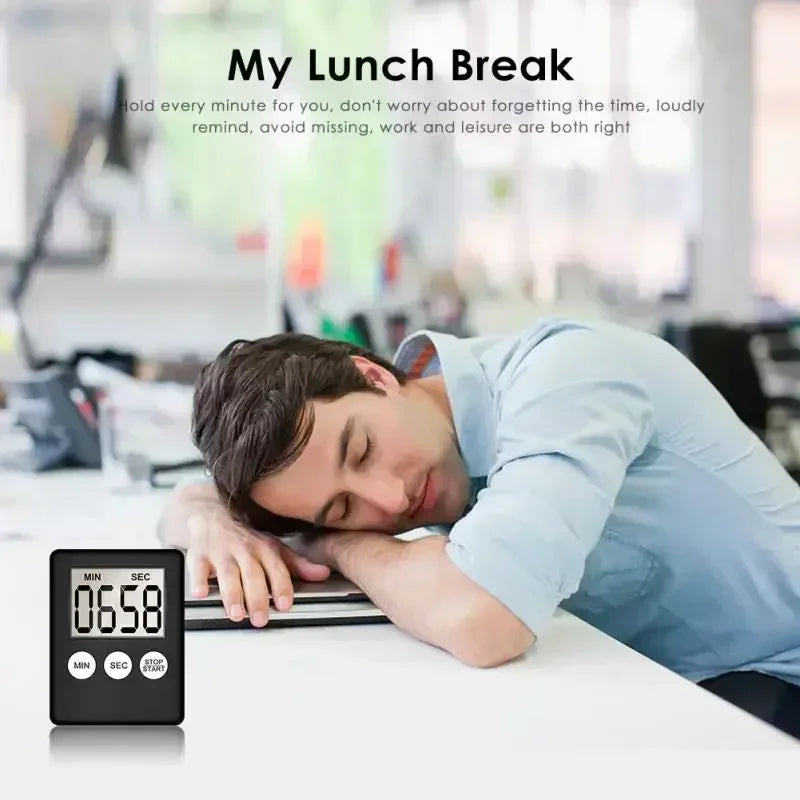 Magnet Kitchen Cooking Timers LCD Digital Screen Square Count Up Countdown Alarm Clock For