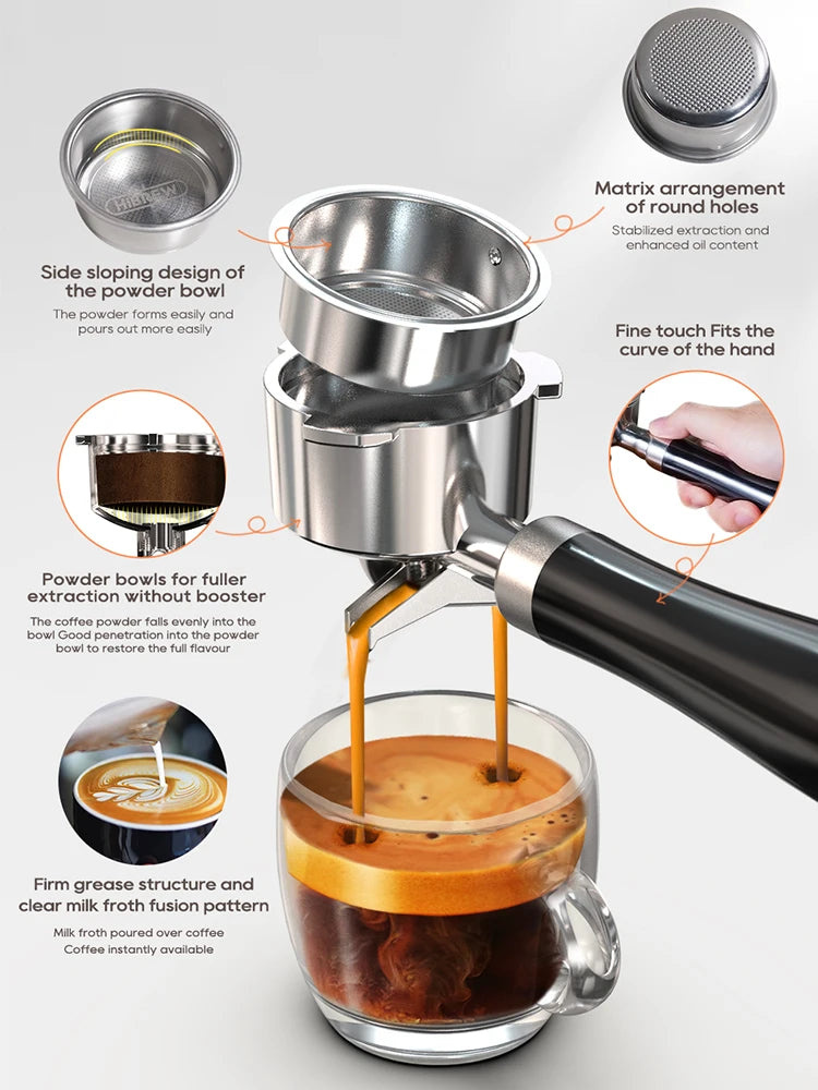 Hibrew 20BAR SEMI Автоматично еспресо кафе машина Регулируем студ/горещ супер тънък кафемашина Cappuccino H10B