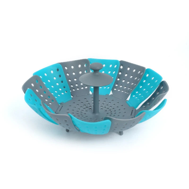 Cookware Plastic Steaming Food Basket Mesh Silicone Faucet Steamer Folding Food Vegetable Vapor Cooker Dish Foldable Steamer