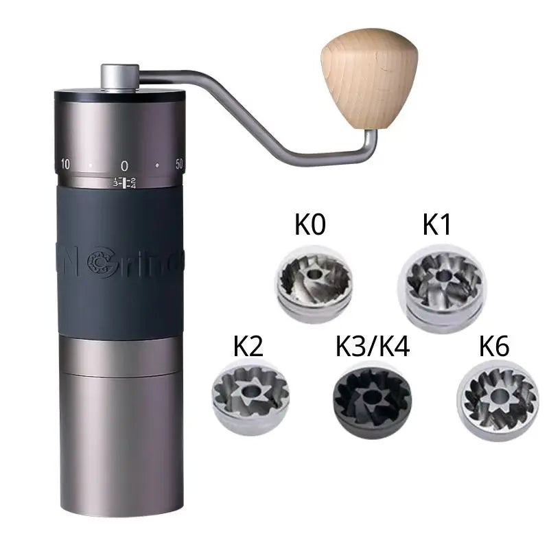 Manuální bruska na kávu Nastavitelné grindové nastavení Kingrinder K0-K6 z nerezové oceli Hliníková kávová zrna Grinder Conical Burr Mill