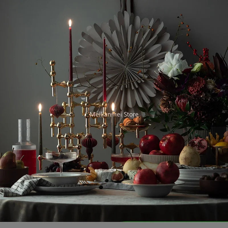Molekulární struktura držák kovové svíčky Nordic Gold Candlestick Centerpiece Obývací pokoj Dekorace dárek domácí dekore candelabra