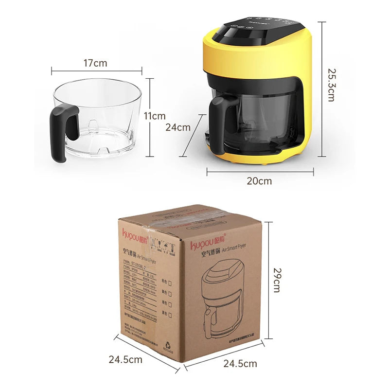 2024 Multifunctional 220V air fryer household transparent visualization fully automatic air fryer small capacity electric fryer